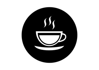 Black and white coffee icon on white background