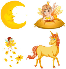 Fairy tales characters and moon