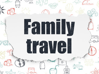 Travel concept: Family Travel on Torn Paper background