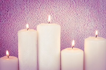 white candles burning
