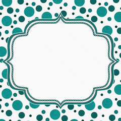 Teal and White Polka Dot Frame Background