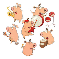 Set of cheerful pigs. Cartoon © liusa