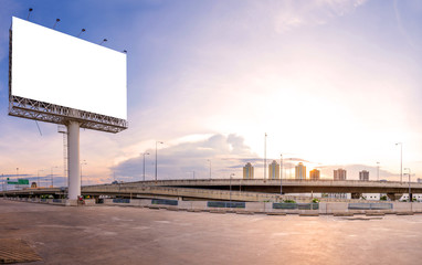Obraz premium large Blank billboard ready for new advertisement with sunset