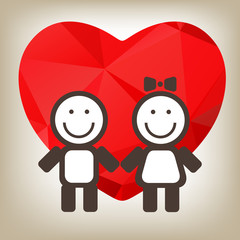 Obraz na płótnie Canvas children couple and red heart
