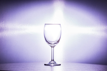 Wine glass placed on white background.