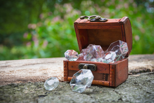 Treasure chest with diamonds