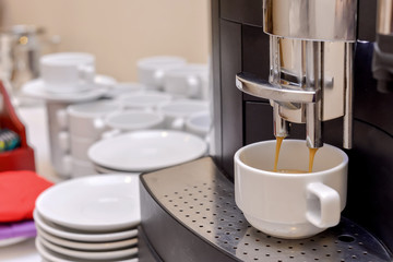 coffee machine making espresso in a cafe