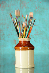 Artist Paintbrushes in a Jar - 90991382
