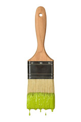 Paintbrush Dripping Green Paint - 90991396