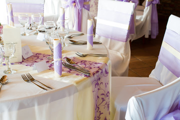 wedding tables set for fine dining or another catered event