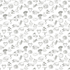 Seamless patern with vegetables on a white background