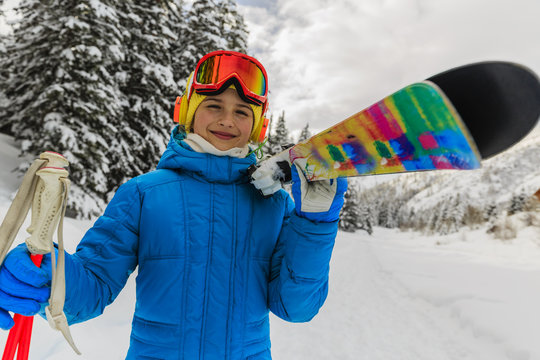 Ski, winter vacation, snow, skier girl enjoying ski vacations