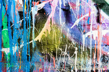 Dripping paint graffiti wall