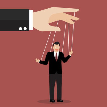 Businessman puppet on ropes