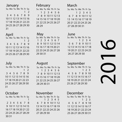 Simple 2016 Calendar / 2016 calendar design / 2016 calendar vert