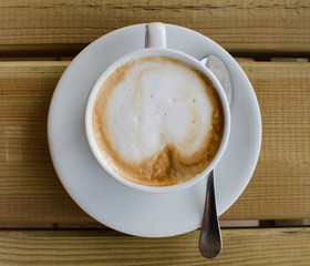 The cup of cappuccino. View from above.