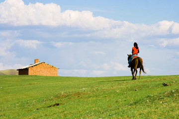 Fototapeta premium Girl Ridding Horse