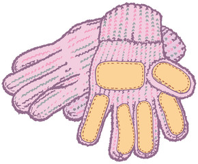 羊毛の手袋（桃色）