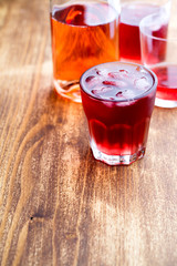 Fresh cold strawberry tea with ice