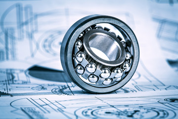 Ball bearings on technical drawing