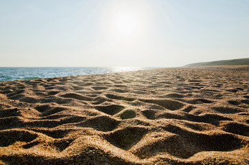 Deserted sandy beach on the Black sea