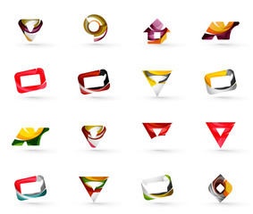 Set of various geometric icons -  rectangles triangles squares