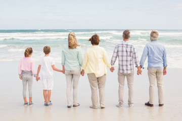 Multi generation family standing beside one another