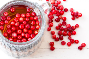 tea with cranberry drink hot winter autumn knitted Mug