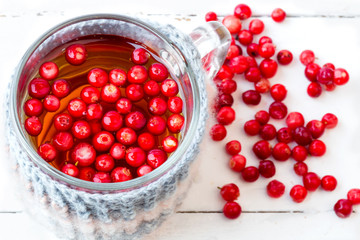 tea with cranberry drink hot winter autumn knitted Mug