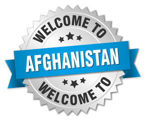 Afghanistan 3d silver badge with blue ribbon