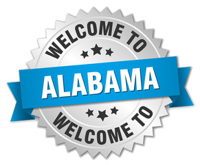 Alabama 3d silver badge with blue ribbon