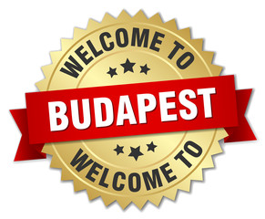 Budapest 3d gold badge with red ribbon