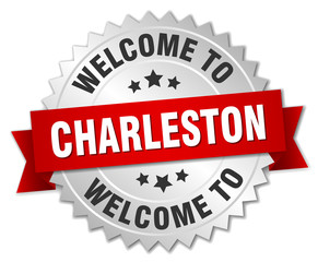 Charleston 3d silver badge with red ribbon