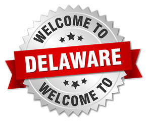 Delaware 3d silver badge with red ribbon