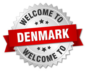 Denmark 3d silver badge with red ribbon
