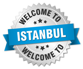 Istanbul 3d silver badge with blue ribbon