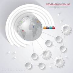 Abstract 3D digital illustration Infographic with world map.Can