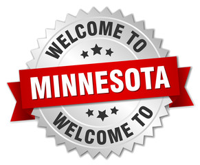 Minnesota 3d silver badge with red ribbon
