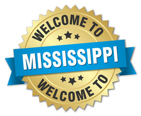 Mississippi 3d gold badge with blue ribbon