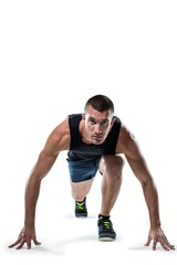Obraz premium Full length portrait of runner ready to race