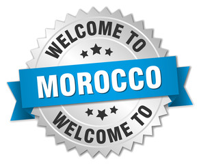 Morocco 3d silver badge with blue ribbon