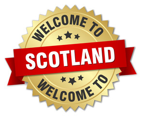 Scotland 3d gold badge with red ribbon