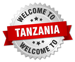 Tanzania 3d silver badge with red ribbon