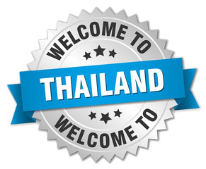 Thailand 3d silver badge with blue ribbon
