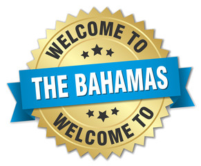 The Bahamas 3d gold badge with blue ribbon