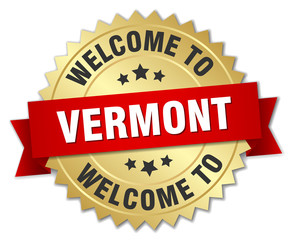 Vermont 3d gold badge with red ribbon