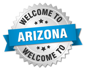 Arizona 3d silver badge with blue ribbon