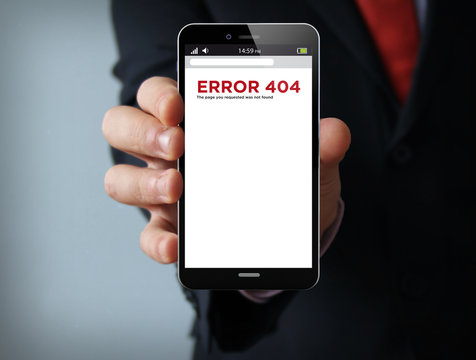 error 404 businessman smartphone