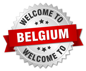 Belgium 3d silver badge with red ribbon
