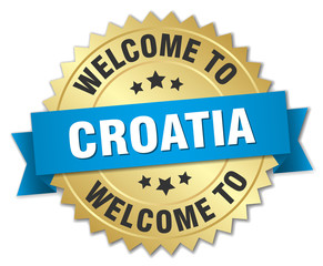 Croatia 3d gold badge with blue ribbon